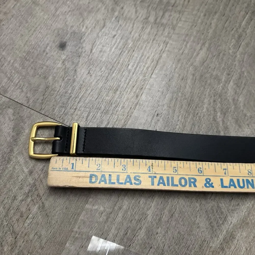 Madewell Womens Essential Leather Belt True Black Size XS Brass Gold Tone Buckle